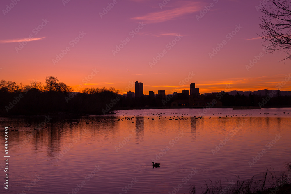 Sunset city park at Denver Colorado