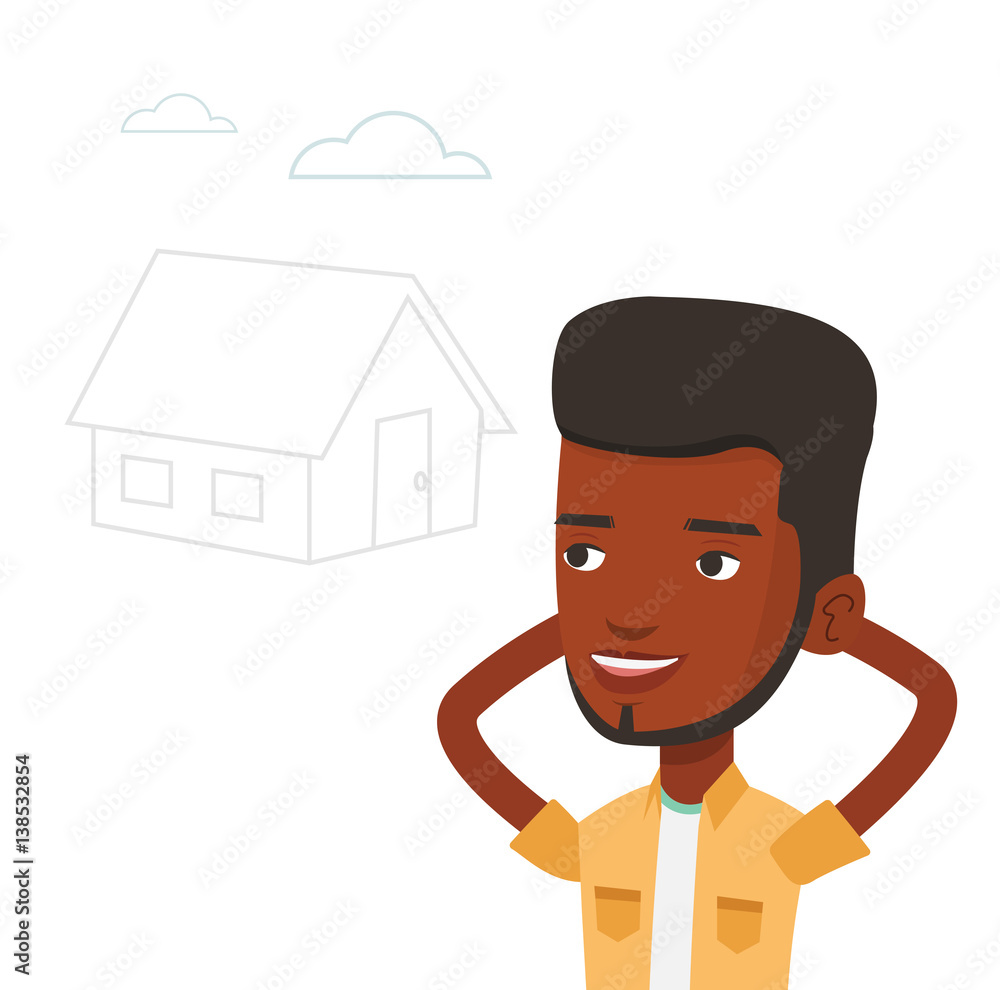 Man dreaming about buying new house. Man dreaming about buying new house.