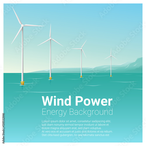 Energy concept background with wind turbine , vector , illustration
