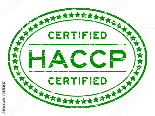 Grunge green HACCP (Hazard analysis and critical control points) oval rubber seal stamp