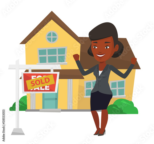 Real estate agent signing contract.