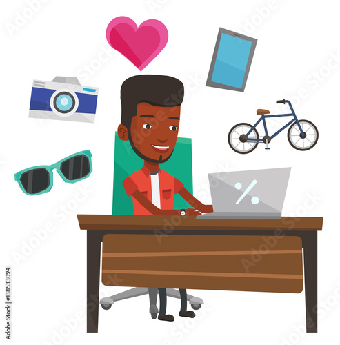 Man shopping online vector illustration.