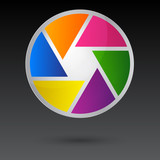 Shutter icon isolated on grey background, for web design, app, logo, UI, vector illustration