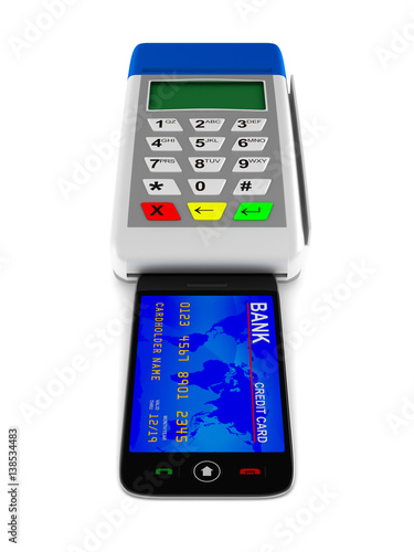 Payment by phone on white b...