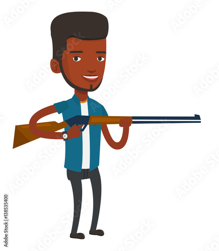 Hunter ready to hunt with hunting rifle.