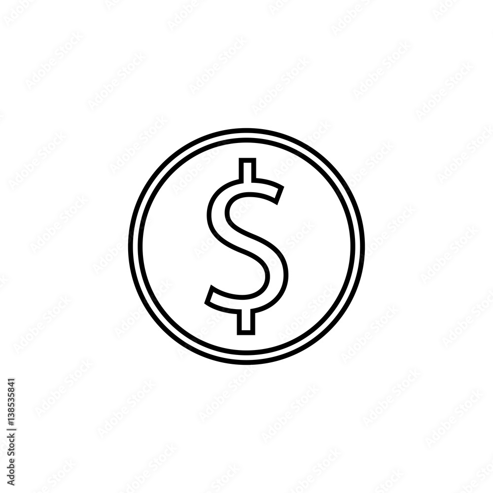 Dollar coin line icon, finance and business, dollar sign vector graphics, a linear pattern on a white background, eps 10. Dollar coin line icon, finance and business, dollar sign vector graphics, a linear pattern on a white background, eps 10.