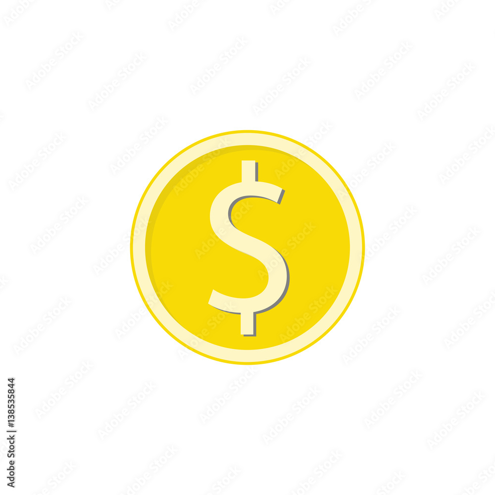 Gold dollar coin flat icon, finance and business, dollar sign vector graphics, a colorful solid pattern on a white background, eps 10. Gold dollar coin flat icon, finance and business, dollar sign vector graphics, a colorful solid pattern on a white background, eps 10.