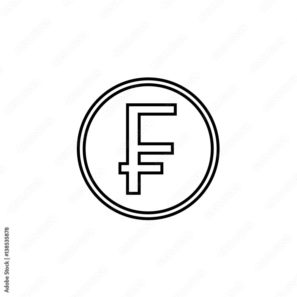 Swiss franc coin line icon, finance and business, franс sign vector graphics, a linear pattern on a white background, eps 10. Swiss franc coin line icon, finance and business, franс sign vector graphics, a linear pattern on a white background, eps 10.