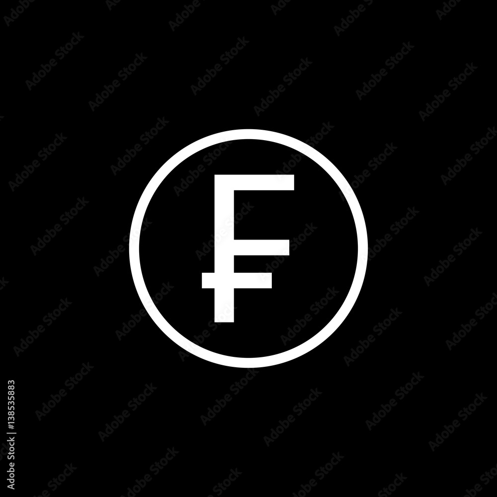Swiss franc coin solid icon, finance and business, franc sign vector graphics, a filled pattern on a black background, eps 10. Swiss franc coin solid icon, finance and business, franc sign vector graphics, a filled pattern on a black background, eps 10.