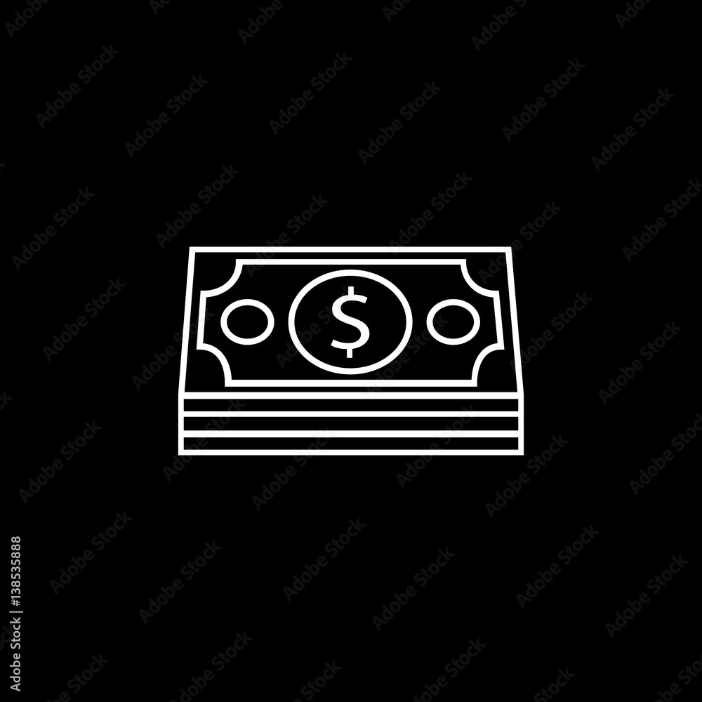 Bundle of money coin line icon, finance and business, dollars sign vector graphics, a linear pattern on a black background, eps 10. Bundle of money coin line icon, finance and business, dollars sign vector graphics, a linear pattern on a black background, eps 10.