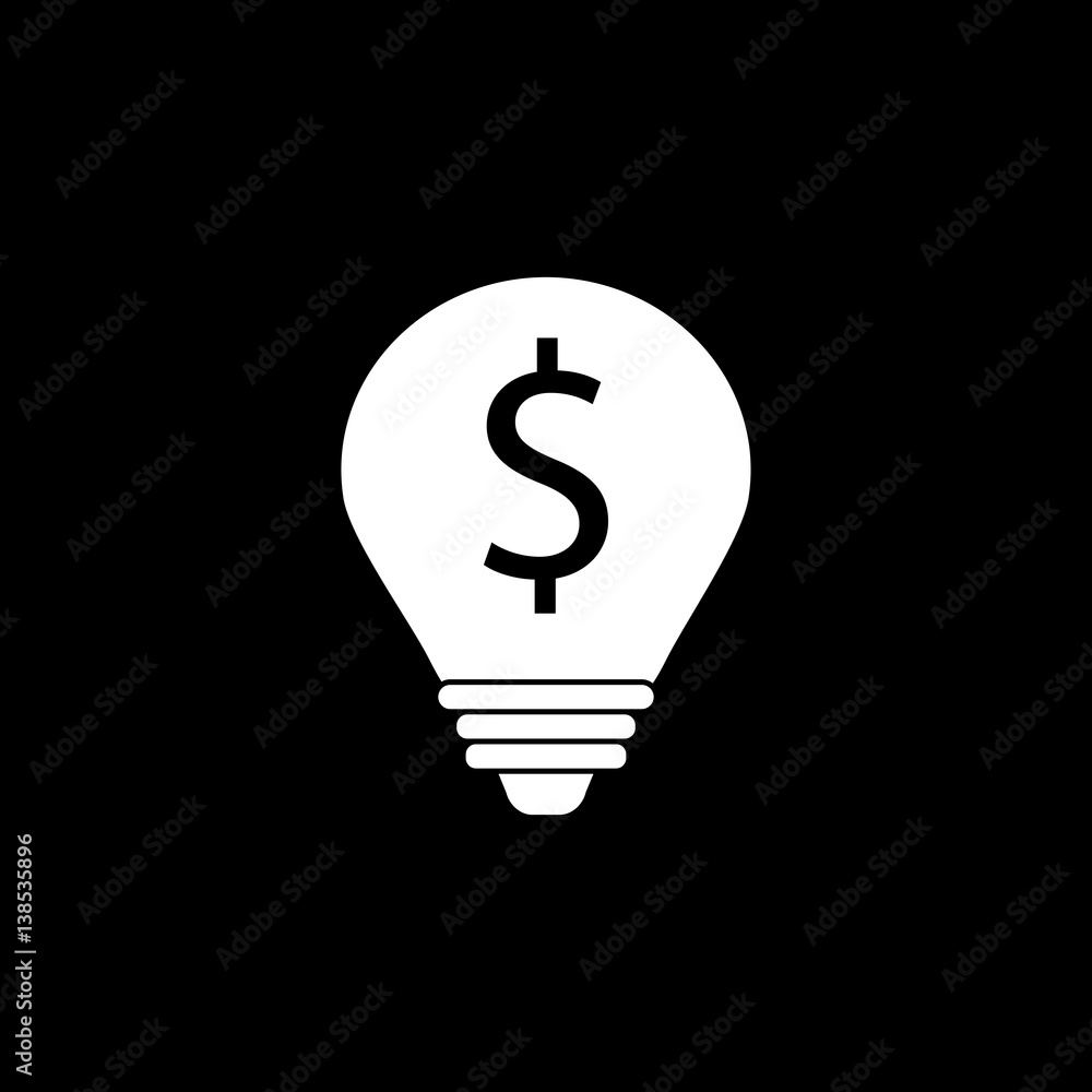 Business idea line icon, finance and business, lightbulb with dollar sign vector graphics, a linear pattern on a black background, eps 10. Business idea line icon, finance and business, lightbulb with dollar sign vector graphics, a linear pattern on a black background, eps 10.