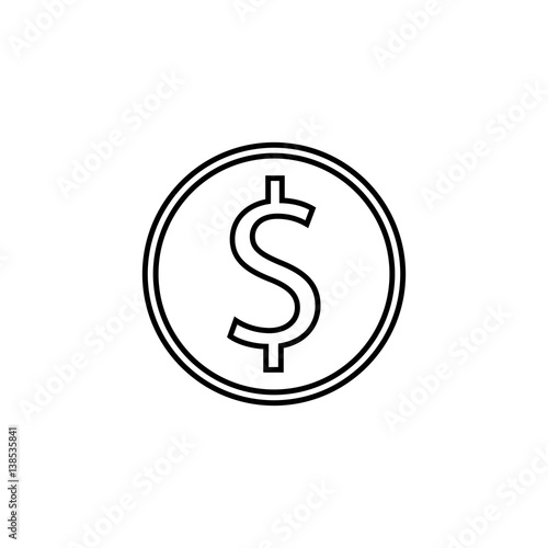 Dollar coin line icon, finance and business, dollar sign vector graphics, a linear pattern on a white background, eps 10.
