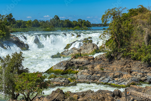 Beautiful waterfall in Laos photo
