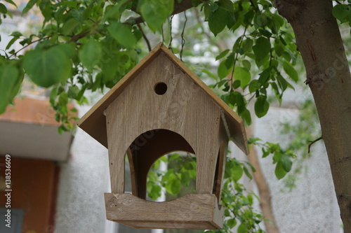 the wooden bird feeders 