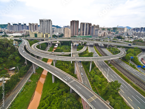 Aerial photography of City viaduct bridge road landscape