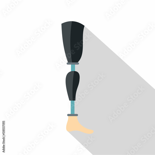 Prosthesis leg icon, flat style