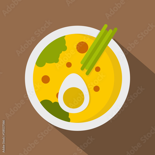 Miso soup icon, flat style