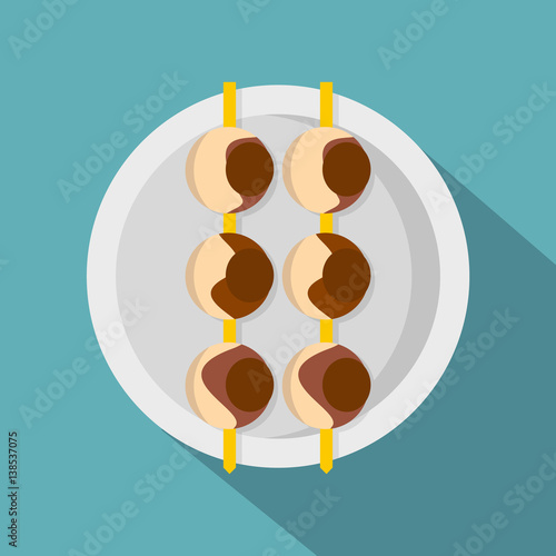 Asian shashlik icon, flat style
