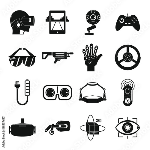 Virtual reality icons set, simple style photo