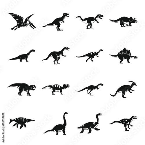 Dinosaur icons set  simple style