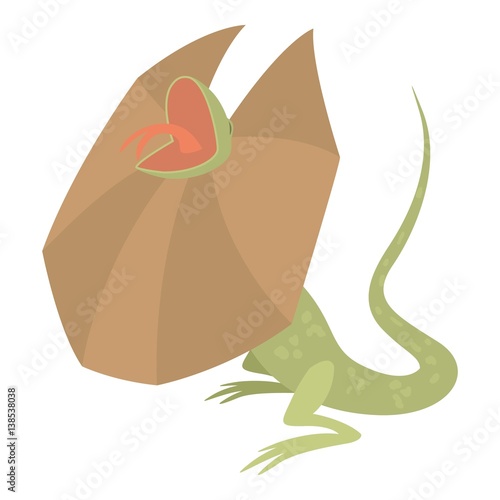 Frill necked lizard icon, cartoon style