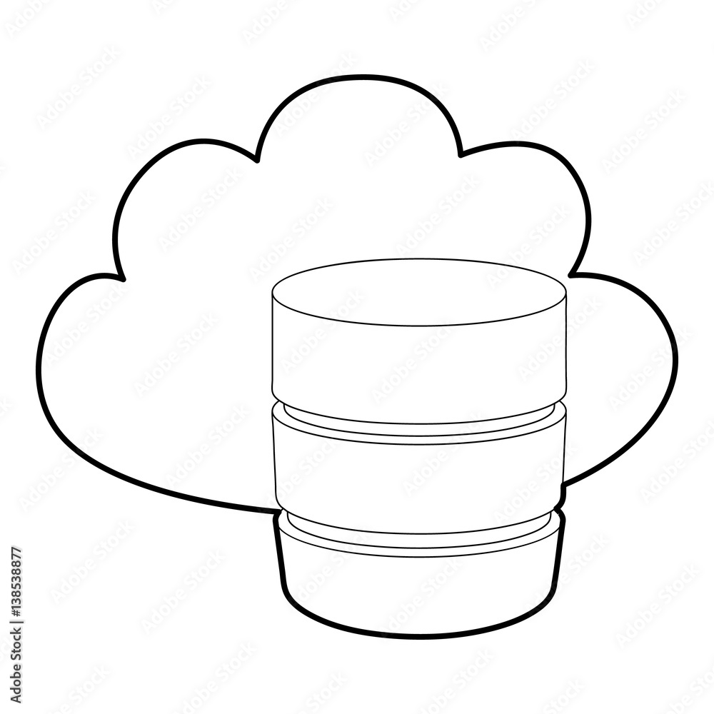Big cloud database icon, outline style Big cloud database icon, outline style