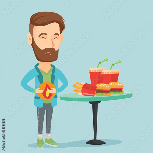 Man suffering from heartburn vector illustration
