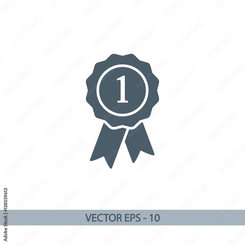 Fototapeta premium badge with ribbons icon, vector illustration. Flat design style