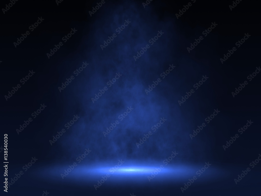 Empty scene with Blue spotlight and smoke - 3d rendering