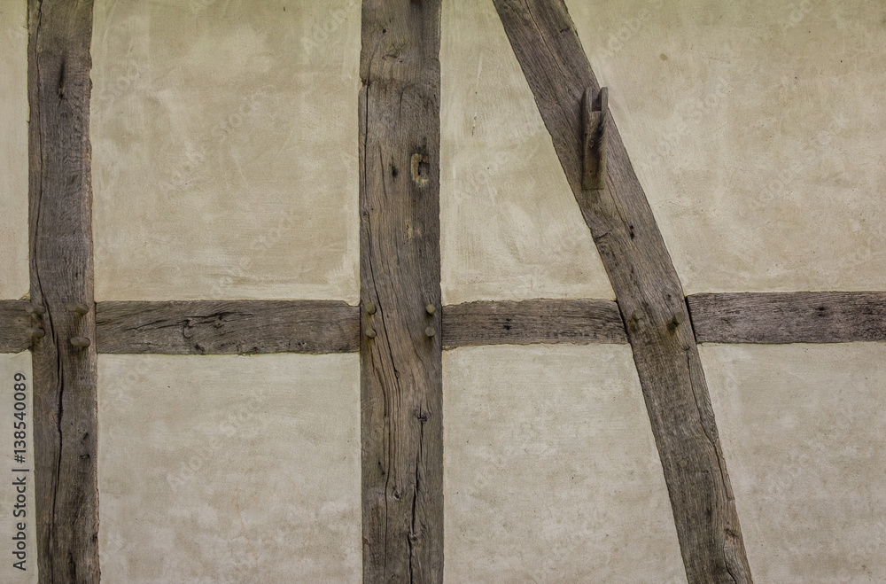 Old adobe wall of the half timbered house Old adobe wall of the half timbered house