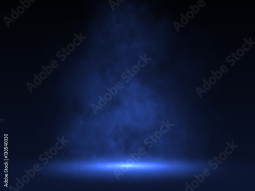 Empty scene with Blue spotlight and smoke - 3d rendering