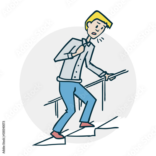 Man climbs the stairs
