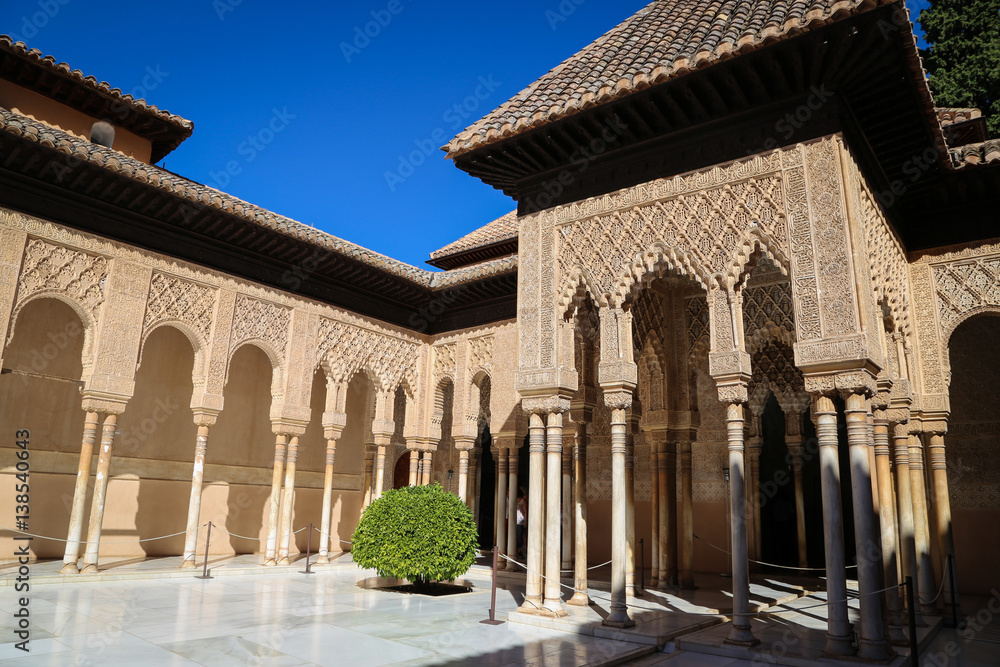 The Court of the Lions in Alhambra, Granada, Spain
