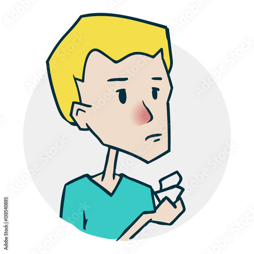 The boy has a runny nose