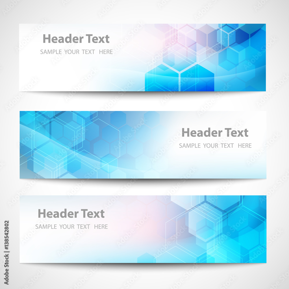 Fototapeta premium Vector Banner Abstract geometric background. Template brochure design. Blue hexagon shape