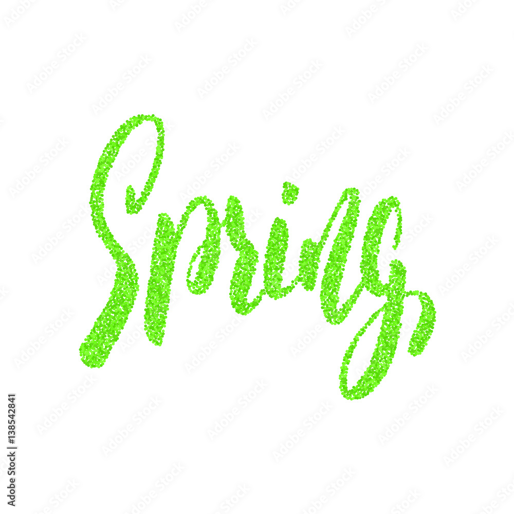 Spring leaves lettering. Calligraphy for seasonal banners, cards etc. Spring leaves lettering. Calligraphy for seasonal banners, cards etc.