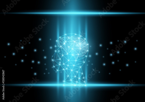 Abstract digital and futuristic background of an Artificial Intelligence with deep learning concept.