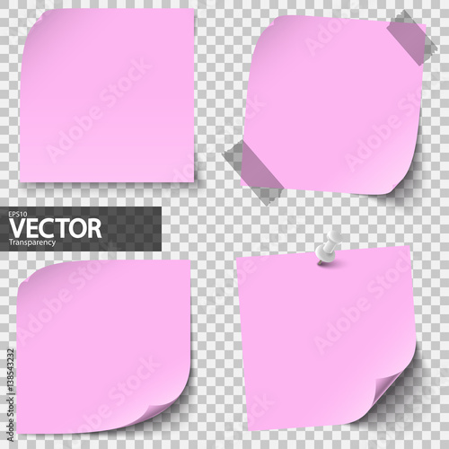 colored sticky notes with vector transparency