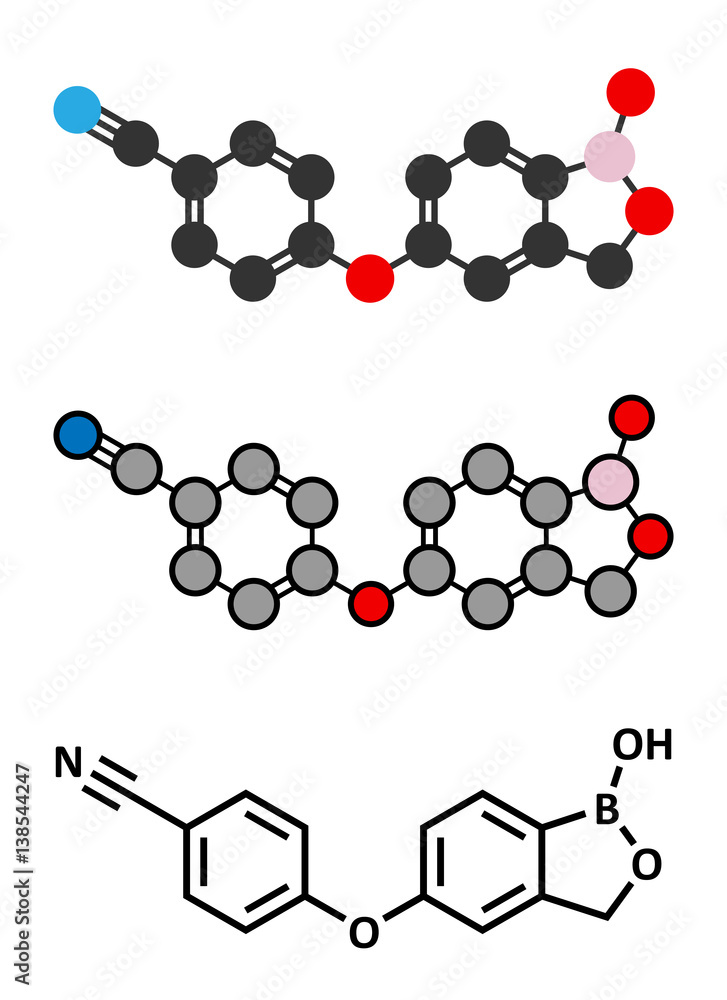Crisaborole eczema drug molecule (Phosophodiesterase-4 inhibitor).