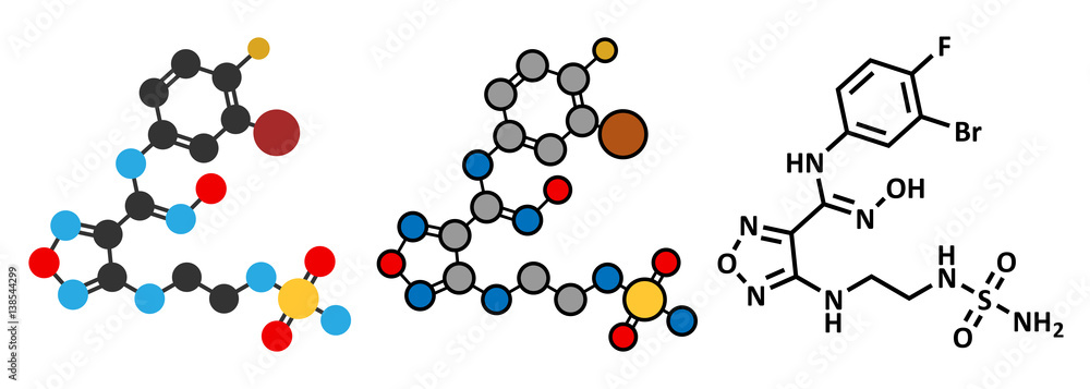 Epacadostat cancer drug molecule (indoleamine 2,3-dioxygenase inhibitor).