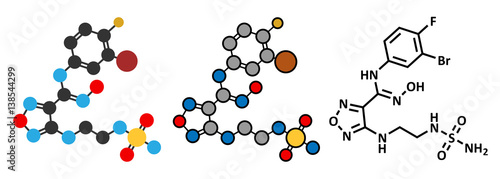 Epacadostat cancer drug molecule (indoleamine 2,3-dioxygenase inhibitor).