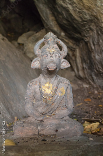 Hindu god statue sitting in the cave