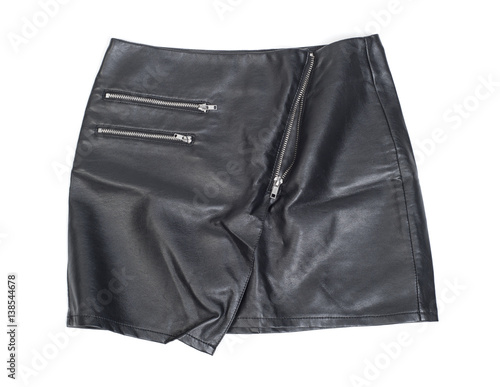 Leather skirt with zipper