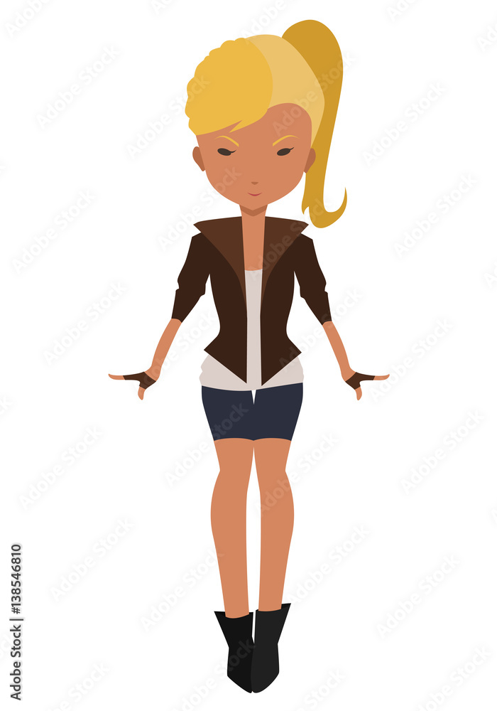 Cartoon teenage girl with boots and blonde hair Cartoon teenage girl with boots and blonde hair