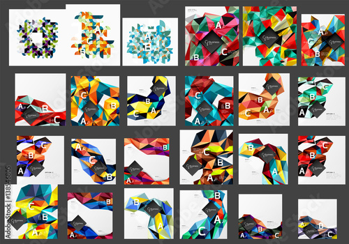 Mega collection of low poly triangle mosaic abstract backgrounds