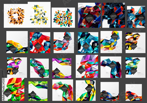 Mega collection of low poly triangle mosaic abstract backgrounds