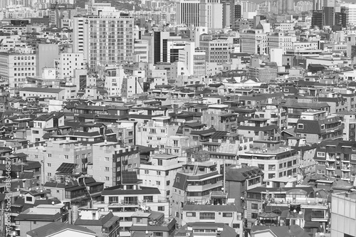 sea of houses in Seoul  South Korea