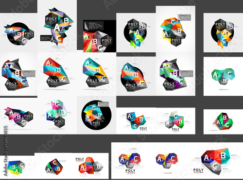 Mega collection of low poly triangle mosaic abstract backgrounds
