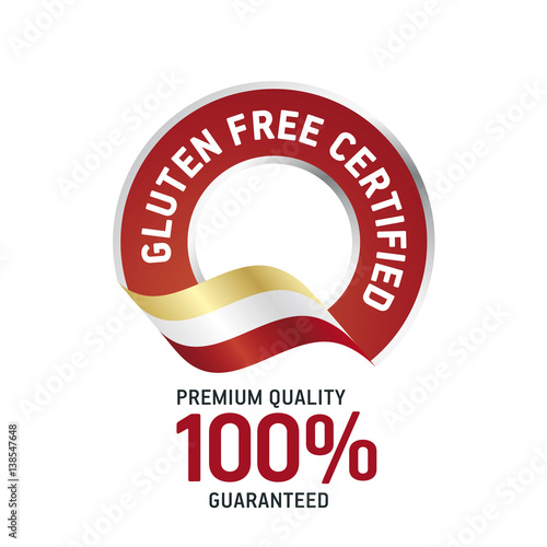 Gluten Free Certified red ribbon label logo icon