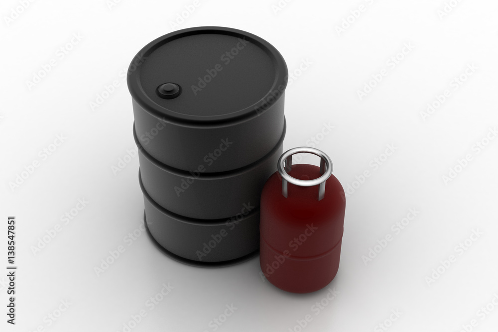 Gas cylinder with ouil barrel